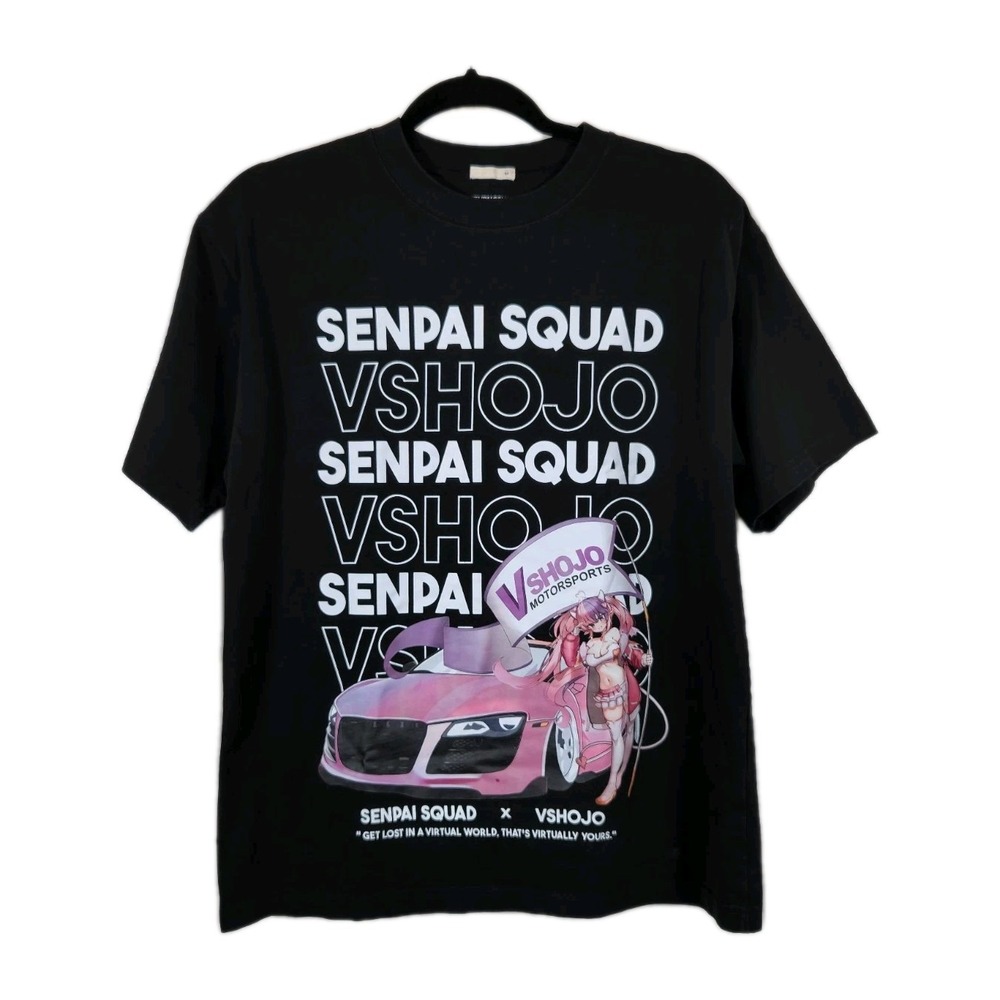 Senpai Squad x VShojo Ironmouse Motorsports Black T-Shirt Mens SZ M Anime VTuber